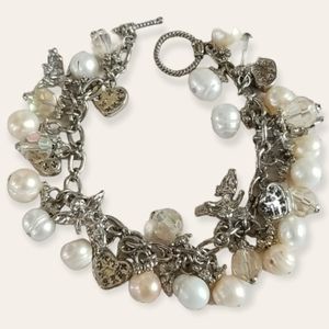 Vintage Darling Freshwater Pearl and Angel Charm Bracelet Like New